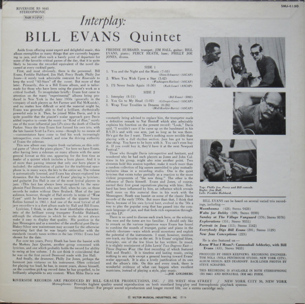 Bill Evans Quintet - Interplay | Riverside Records (SMJ-6150) - 3
