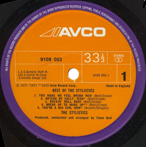 The Stylistics - The Best Of The Stylistics | Avco (9109 003) - 3