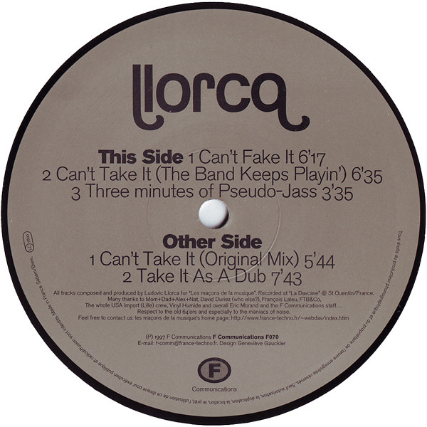 Llorca - Can't Take It | F Communications (F070)