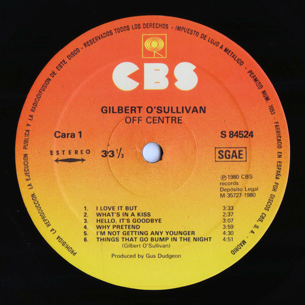 Gilbert O'Sullivan - Off Centre | CBS (S 84524) - 3
