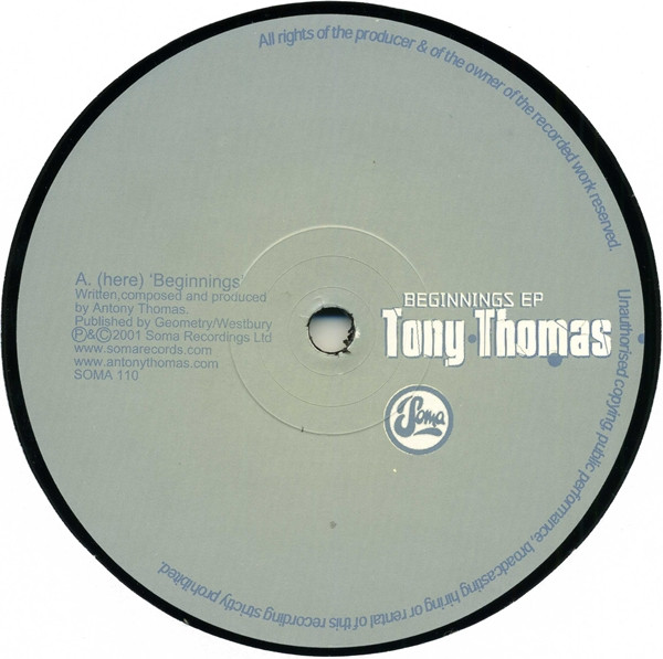 Tony Thomas - Beginnings EP | Soma Quality Recordings (SOMA 110) - 2