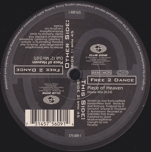 Free 2 Dance - Piece Of Heaven | Club Zone (575 609-1)
