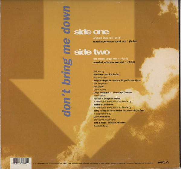 Spirits - Don't Bring Me Down | MCA Records (MCA12-54968)