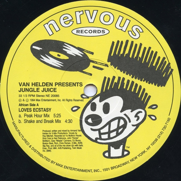 Armand Van Helden Presents Jungle Juice - Loves Ecstasy / Egyptian Magician | Nervous Records (NE 20085)