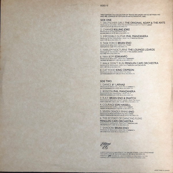 Various - First Edition | Editions EG (EGED 15) - 2