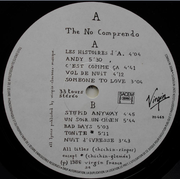 Les Rita Mitsouko - The No Comprendo | Virgin (70 465) - 4