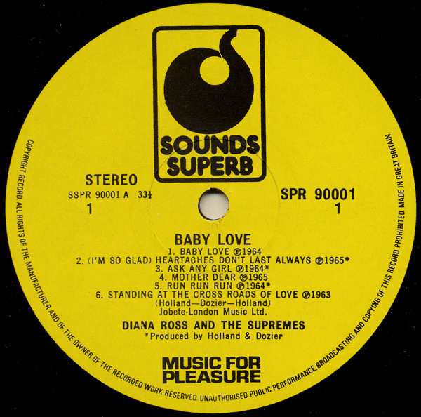 The Supremes - Baby Love | Music For Pleasure (SPR 90001) - 3