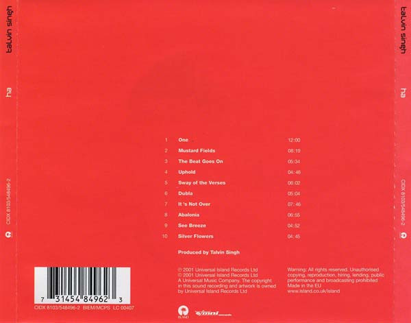 Talvin Singh - Ha | Island Records (CIDX 8103) - 2 Talvin Singh - Ha | Island Records (CIDX 8103) - 2
