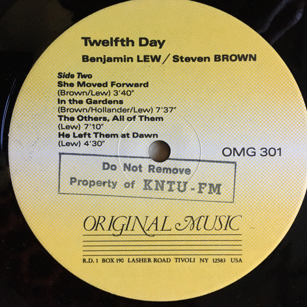 Benjamin Lew / Steven Brown - Douzième Journée: Le Verbe, La Parure, L'Amour. = Twelfth Day: Speech, Adornment, Love. | Original Music (OMG 301) - 4