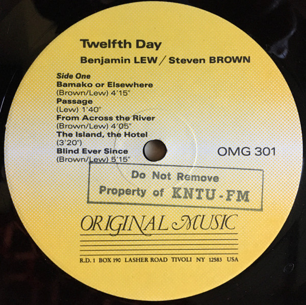 Benjamin Lew / Steven Brown - Douzième Journée: Le Verbe, La Parure, L'Amour. = Twelfth Day: Speech, Adornment, Love. | Original Music (OMG 301) - 3
