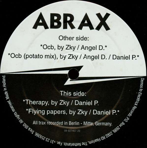 Abrax - Therapy | Elecktrick Records (TRICK 050) - main