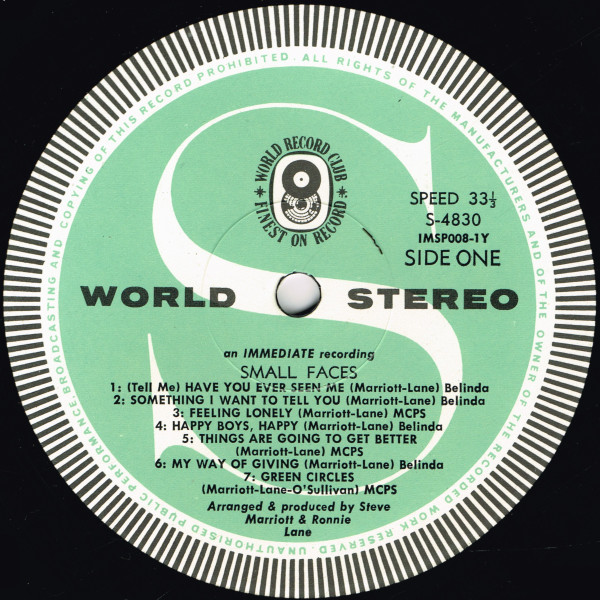 Small Faces - Small Faces | World Record Club (S/4830) - 3