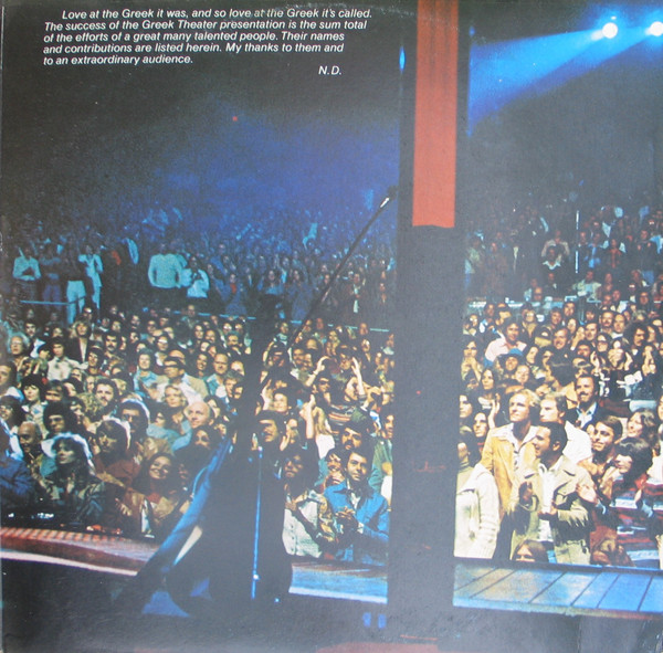 Neil Diamond - Love At The Greek - Recorded Live At The Greek Theatre | CBS (S 95001) - 3