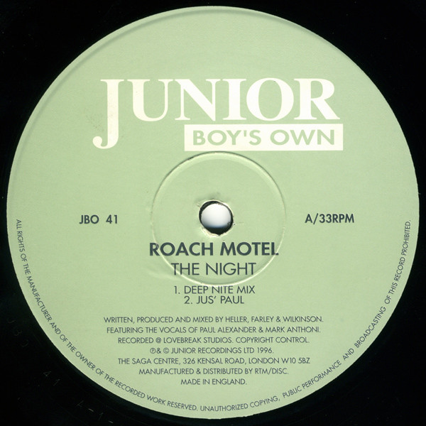 Roach Motel - The Night | Junior Boy's Own (JBO 41)