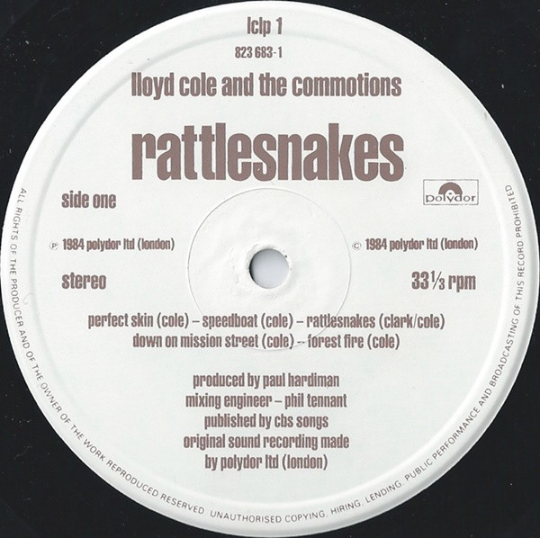 Lloyd Cole & The Commotions - Rattlesnakes | Polydor (LCLP 1) - 3 Lloyd Cole & The Commotions - Rattlesnakes | Polydor (LCLP 1) - 3