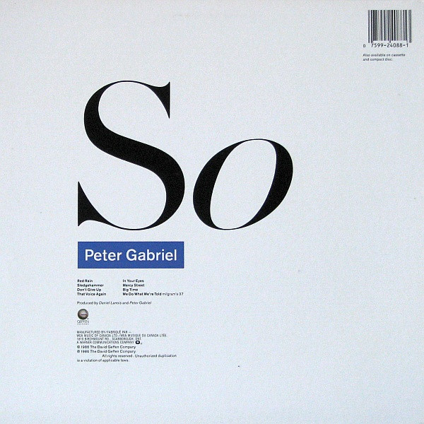 Peter Gabriel - So [Vinyl] | Geffen Records (XGHS 24088) - 3