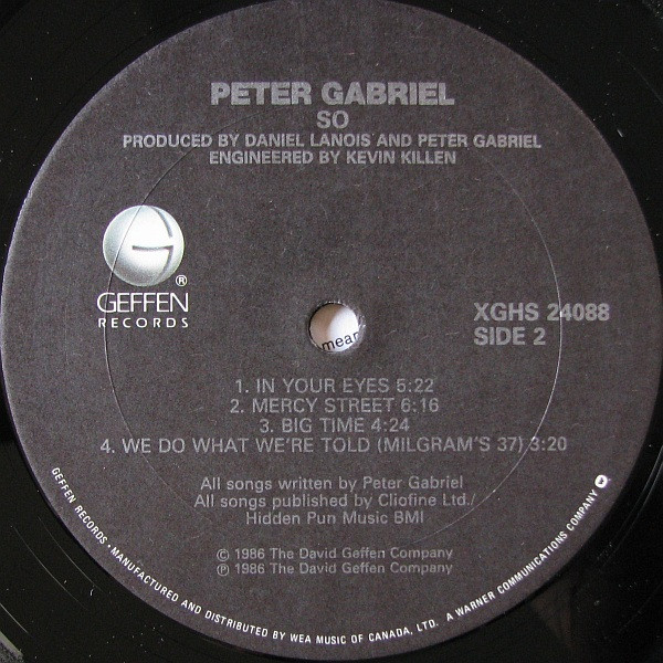 Peter Gabriel - So [Vinyl] | Geffen Records (XGHS 24088) - 5