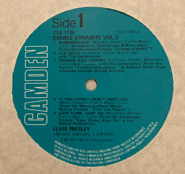 Elvis Presley - Double Dynamite Vol. 2 | Camden (CDS 1188) - 3