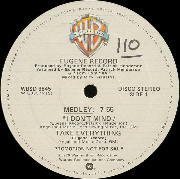 Eugene Record - I Don't Mind / Take Everything | Warner Bros. Records (WBSD 8845)