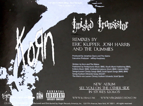 Korn - Twisted Transistor (Remixes) | Virgin (0946 3 43769 1 4) - 3 Korn - Twisted Transistor (Remixes) | Virgin (0946 3 43769 1 4) - 3