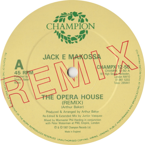 Jack E Makossa - The Opera House (Remix) | Champion (CHAMPX 12-50)