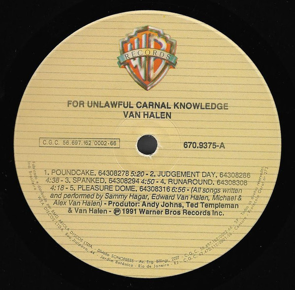 Van Halen - For Unlawful Carnal Knowledge | Warner Bros. Records (670.9375) - 3 Van Halen - For Unlawful Carnal Knowledge | Warner Bros. Records (670.9375) - 3