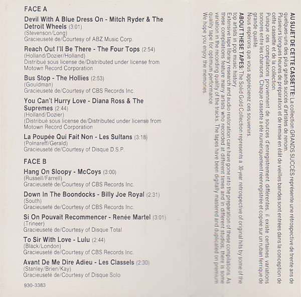 Various - Collection Les Grands Succès 1950 1960 1970 1980 Volume 3 [Cassette] | EMCI/Rockbill Ltd. (930-3383) - 3