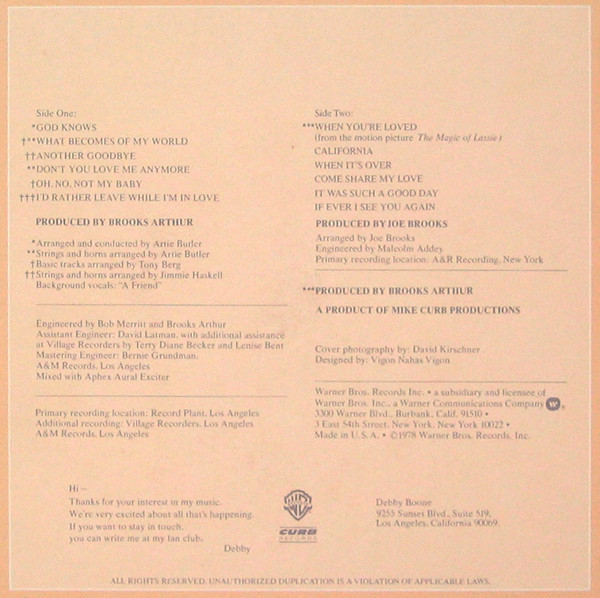 Debby Boone - Midstream | Warner Bros. Records (BSK 3130) Debby Boone - Midstream | Warner Bros. Records (BSK 3130)