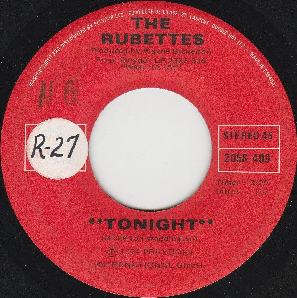 The Rubettes - Tonight / Silent Movie Queen | Polydor (2058 499) - main