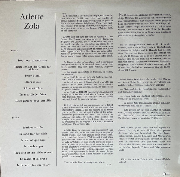 Arlette Zola - Arlette Zola | Concert Hall (V 2618) - 2 Arlette Zola - Arlette Zola | Concert Hall (V 2618) - 2