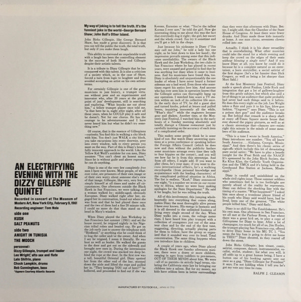 Dizzy Gillespie Quintet - An Electrifying Evening With The Dizzy Gillespie Quintet - Recorded Live In Concert | Verve Records (MV 2605)
