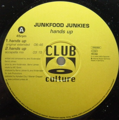 Junkfood Junkies - Hands Up | Club Culture (PRO 6560)