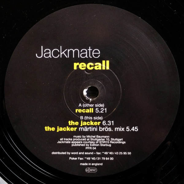 Jackmate - Recall | Poker Flat Recordings (PFR 04) - main