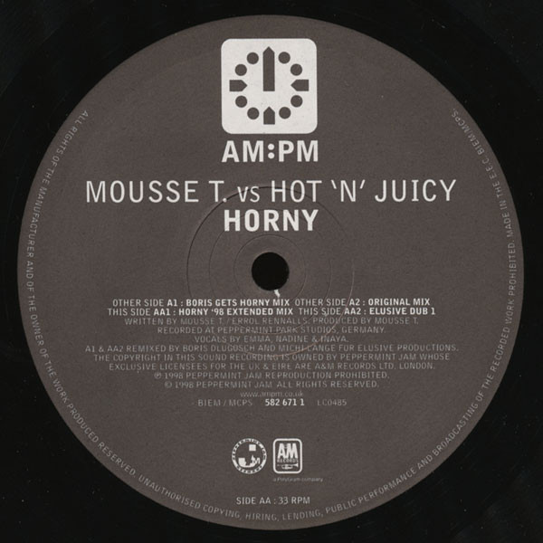 Mousse T. vs Hot 'N' Juicy - Horny (Boris Dlugosch Mixes) | AM:PM (582 671 1) - 2 Mousse T. vs Hot 'N' Juicy - Horny (Boris Dlugosch Mixes) | AM:PM (582 671 1) - 2