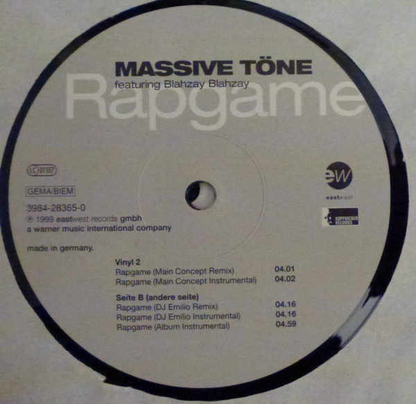Massive Töne Featuring Blahzay Blahzay - Rapgame | EastWest (3984-28365-0) - 4