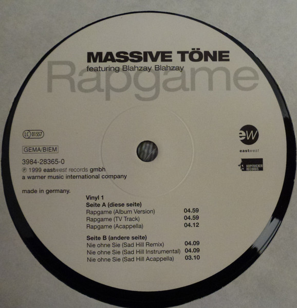 Massive Töne Featuring Blahzay Blahzay - Rapgame | EastWest (3984-28365-0) - 3