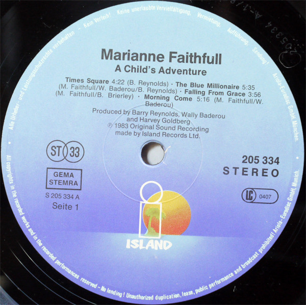 Marianne Faithfull - A Childs Adventure | Island Records (205 334-320) - 2 Marianne Faithfull - A Childs Adventure | Island Records (205 334-320) - 2