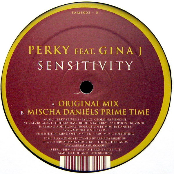 Perky Feat. Gina J - Sensitivity | Fame Recordings (FAME002) - 4