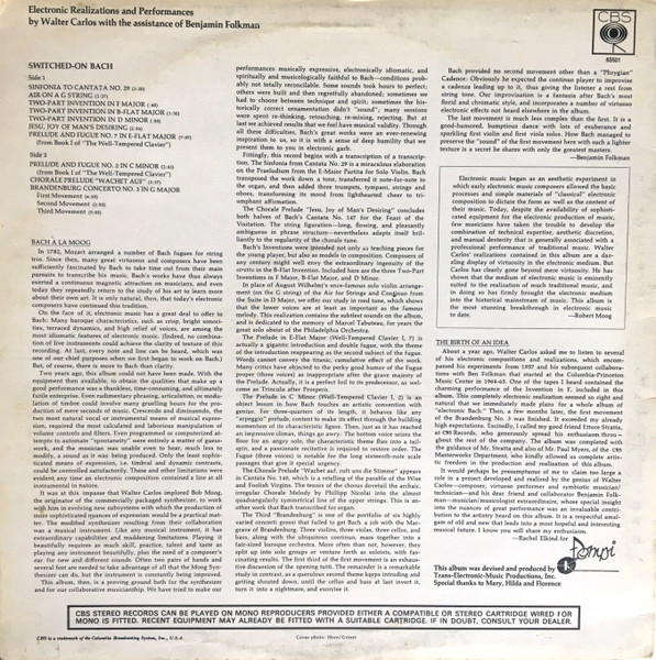 Walter Carlos - Switched-On Bach | CBS (63501) - 2