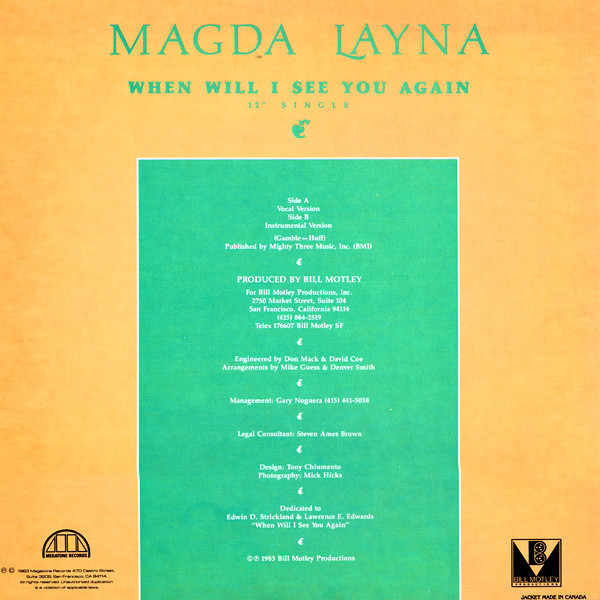 Magda Layna - When Will I See You Again | Megatone Records (MT-111) - 2