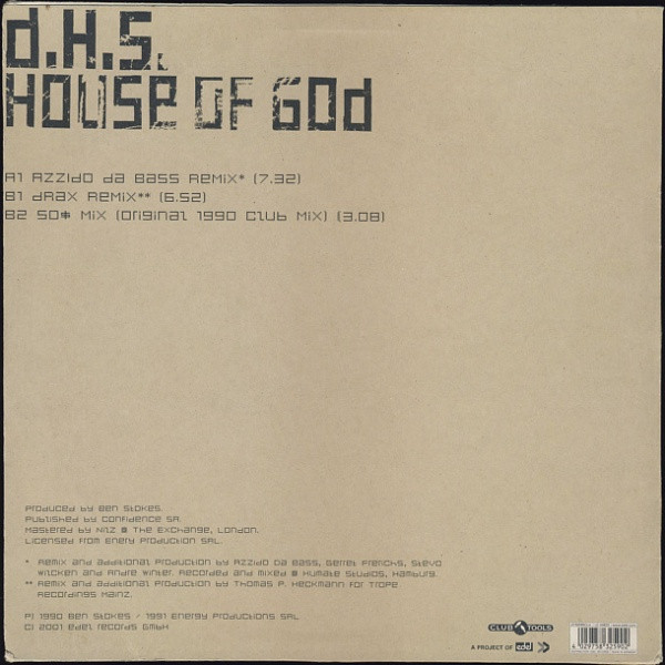 DHS - House Of God (Part 1) | Club Tools (013259-0 CLU) - 2