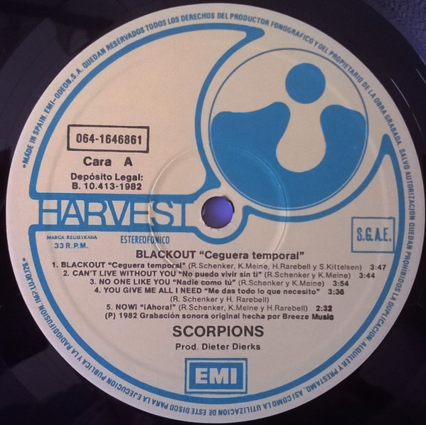 Scorpions - Blackout = Ceguera Temporal | Harvest (064-1646861) - 3