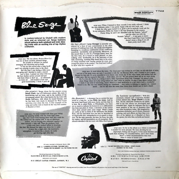 Serge Chaloff - Blue Serge | Capitol Records (T 742) - 2