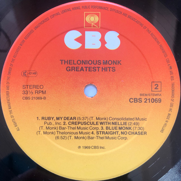 Thelonious Monk - Greatest Hits | CBS (CBS 21069) - 4