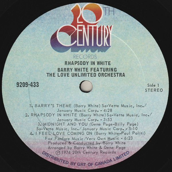 Love Unlimited Orchestra - Rhapsody In White | 20th Century Records (9209-433) - 3 Love Unlimited Orchestra - Rhapsody In White | 20th Century Records (9209-433) - 3