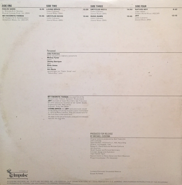 John Coltrane - The Mastery Of John Coltrane / Vol. I Feelin' Good | ABC Impulse! (IZ 9345/2) - 2