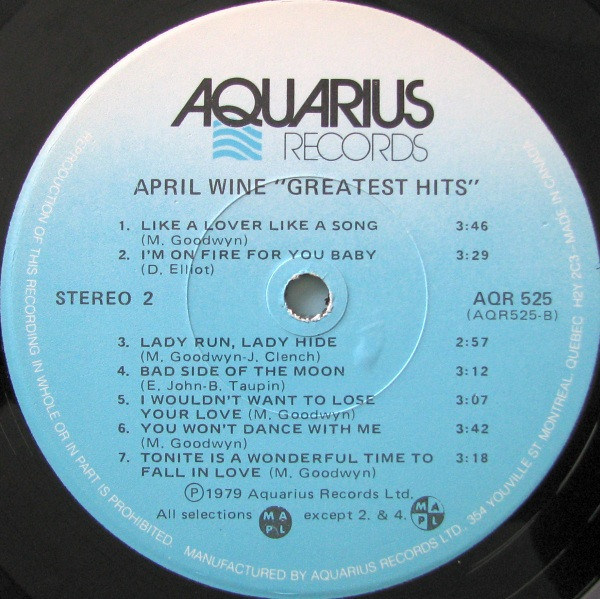April Wine - Greatest Hits | Aquarius Records (AQR 525) - 4