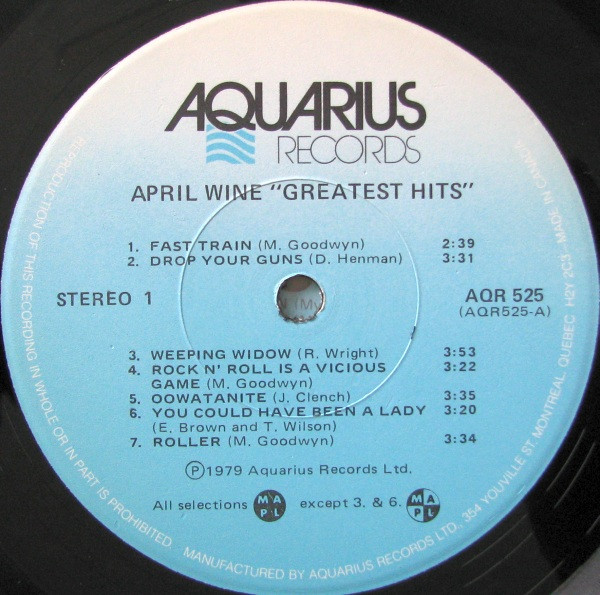 April Wine - Greatest Hits | Aquarius Records (AQR 525) - 3
