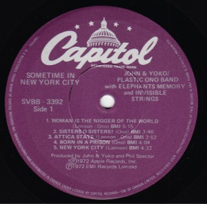 John Lennon & Yoko Ono / The Plastic Ono Band With Elephants Memory And Invisible Strings - Some Time In New York City (2LP) [Vinyl] | Capitol Records (SVBB 3392) - 3