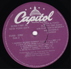 John Lennon & Yoko Ono / The Plastic Ono Band With Elephants Memory And Invisible Strings - Some Time In New York City (2LP) [Vinyl] | Capitol Records (SVBB 3392) - 4